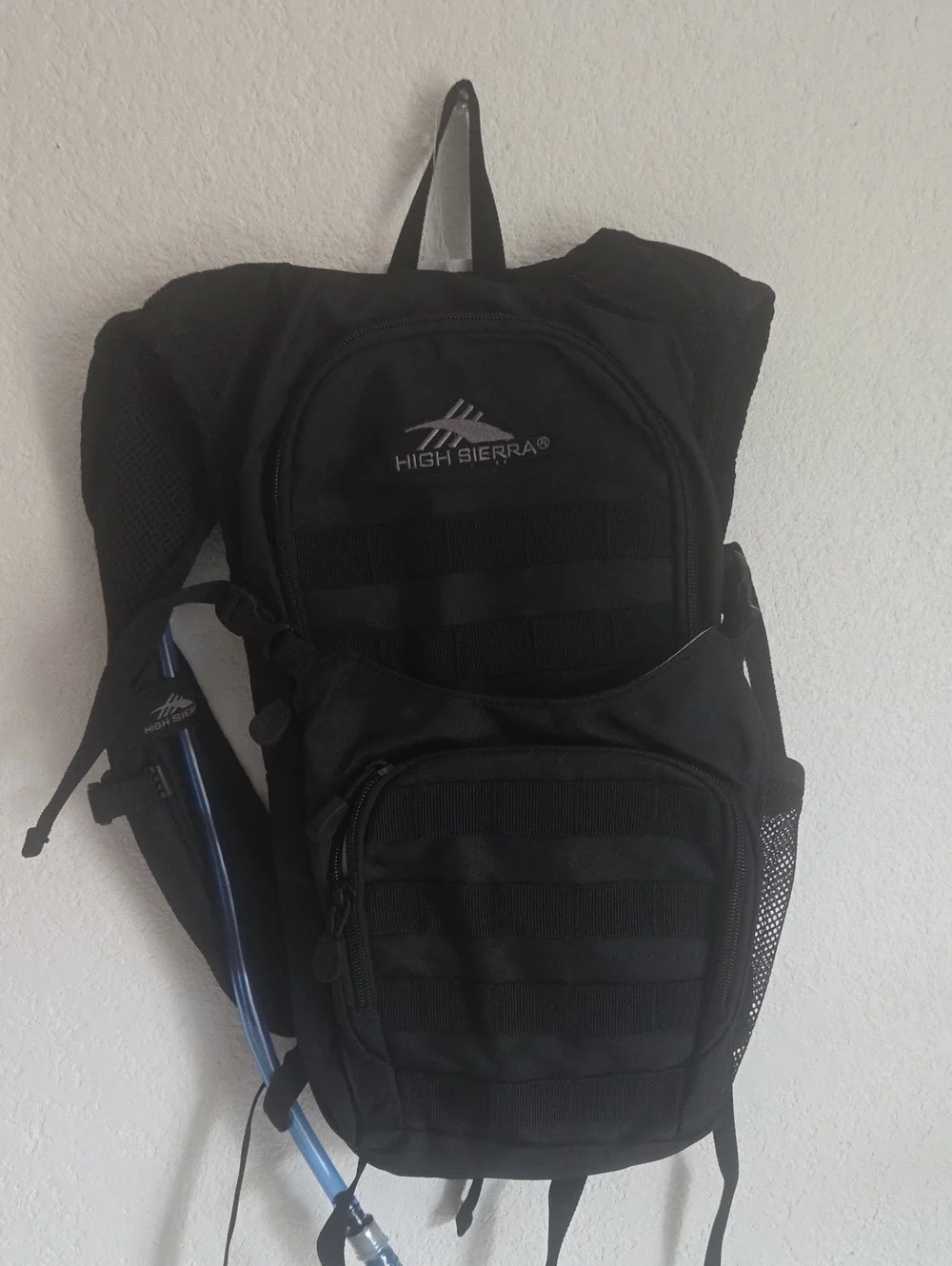 High Sierra Black Hydration Backpack with Blue Tube